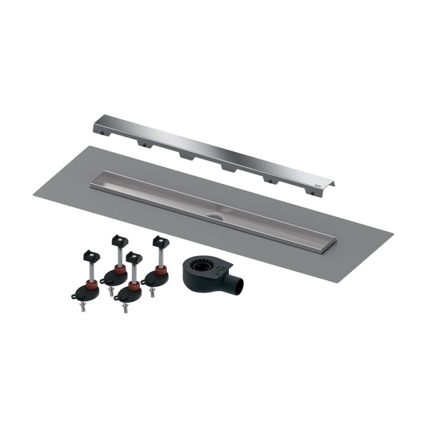 TECEdrainline. Комплект для монтажа дренажного канала, панель "steel II", сатин, с мембраной 700 мм 