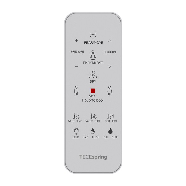 Комплект для установки подвесного унитаза: застенный модуль, панель смыва TECEspring, унитаз-биде TECEspring