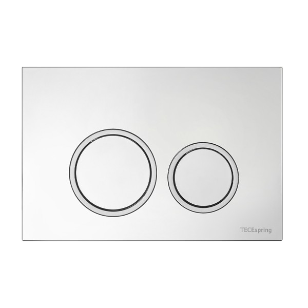 Комплект для установки подвесного унитаза: застенный модуль, панель смыва TECEspring R, хром глянцевый с хромированным контуром клавиш, унитаз TECEspring R