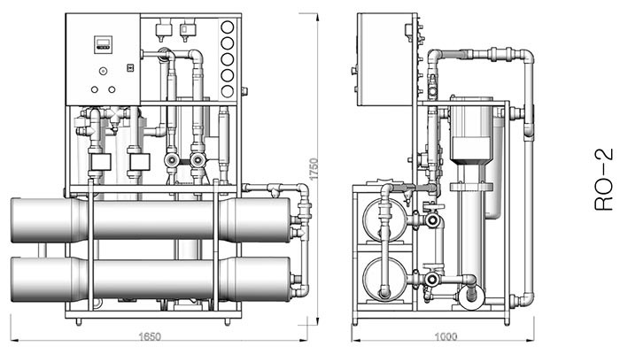 AWT RO-2/8040  - установка обратного осмоса с насосом (до  2 м3/ч )